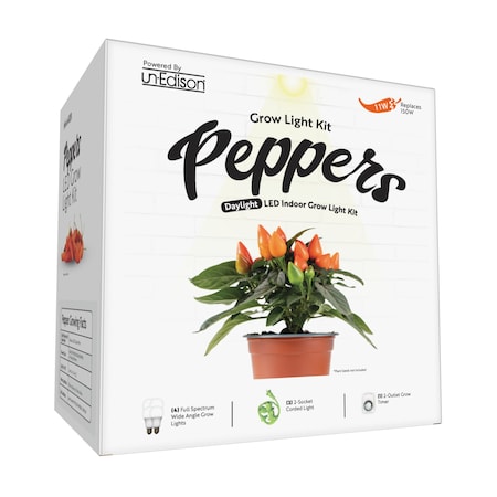 Miracle Led Unedison 2-Socket Full Spectrum 11W Replace 150W Wide Angle Indoor Pepper Grow Light Kit, 3PK 802016